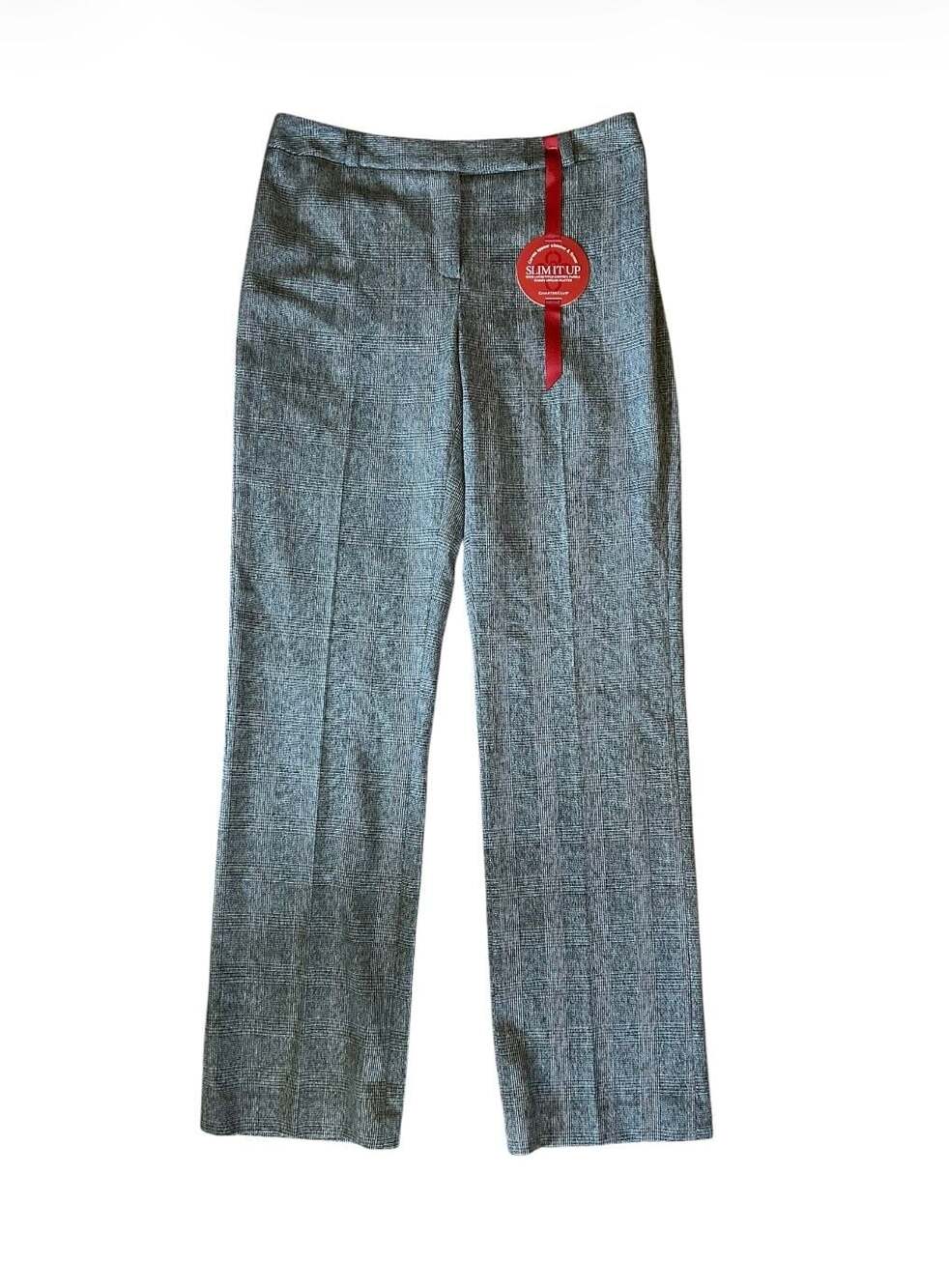 Charter Club Slim It Up Gray Plaid Control Panel Dress Pants